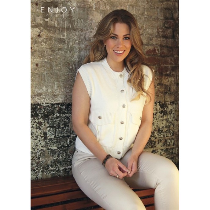 Enjoy gebreid Gilet met zakken 507453 Ecru